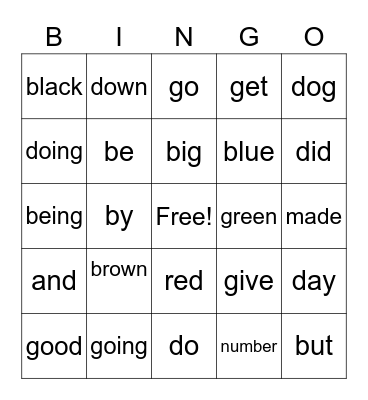 gbd bingo Card