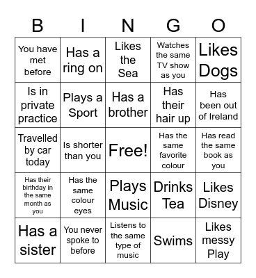 Find someone who...... Bingo Card