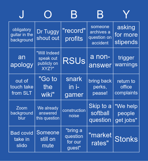 Q&A Bingo Card