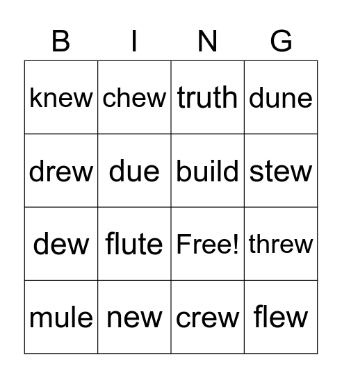 UI/EW/U-EN Bingo Card