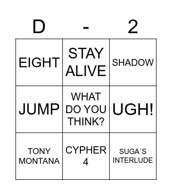 Yoongi Day Bingo Card