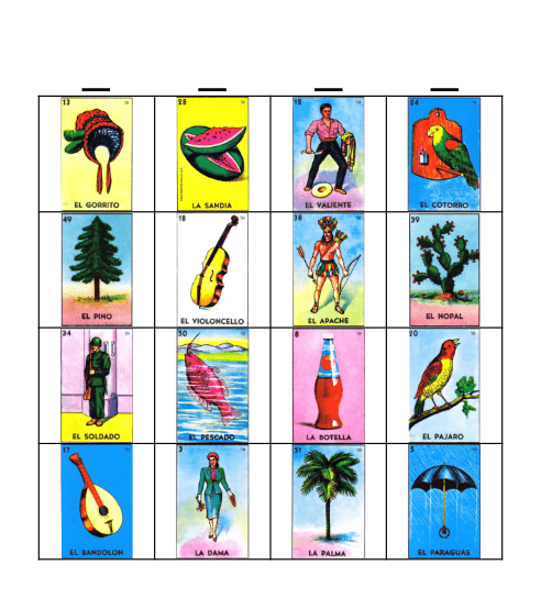 Loteria  Night Bingo Card