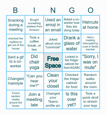 WFH Bingo Card