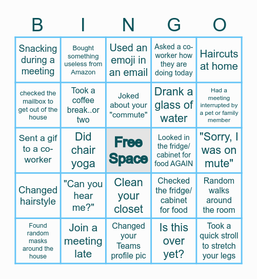 WFH Bingo Card