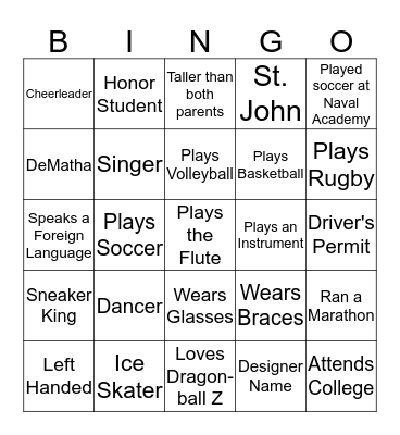 National Harbor Teen Bingo Card