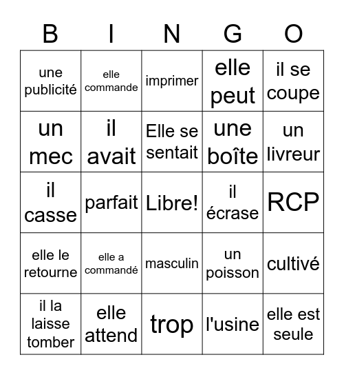 Imprime ton mec Bingo Card