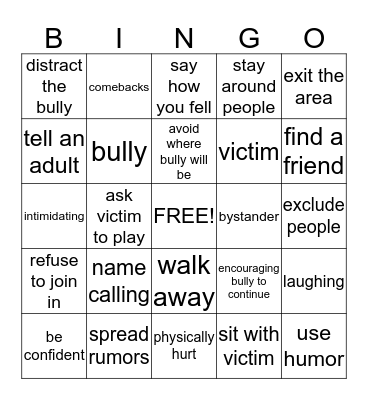 Bully Bingo Card