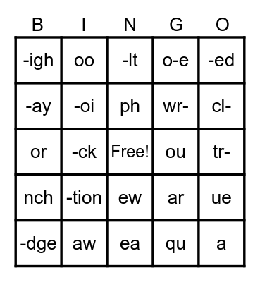 OG Sounds Bingo Card