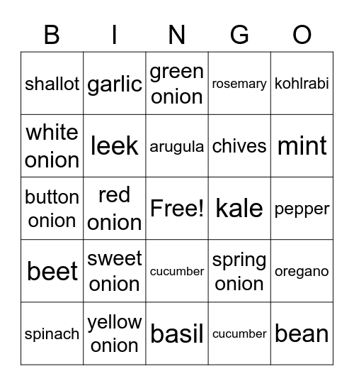 onion day bingo Card