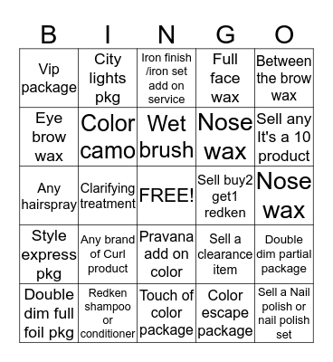 Hair Cuttery  Bingo Card