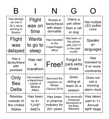 LEO Medical AAD 2022!! Bingo Card