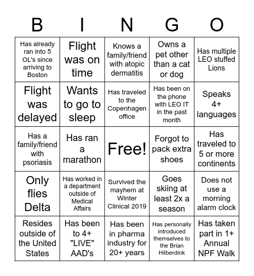 LEO Medical AAD 2022!! Bingo Card