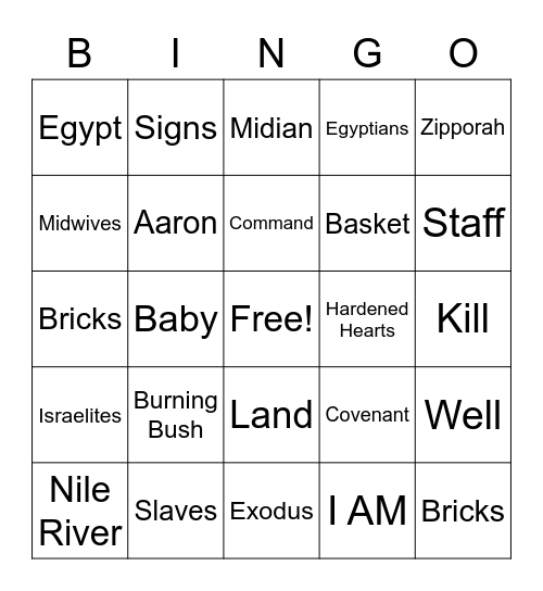 Moses Bingo Card