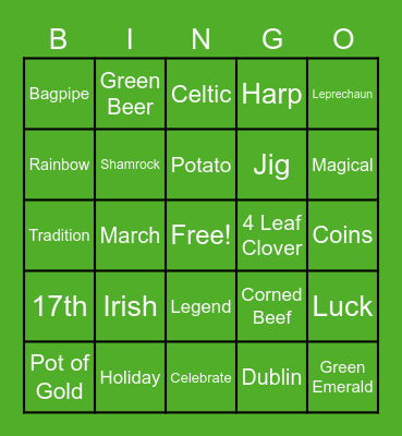 St. Patrick's Day Bingo Card