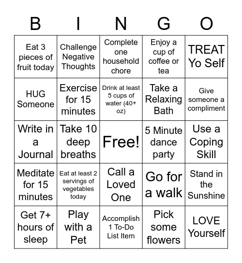 SELF CARE BINGO Card