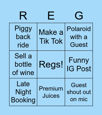 Regulars Bar Bingo Card