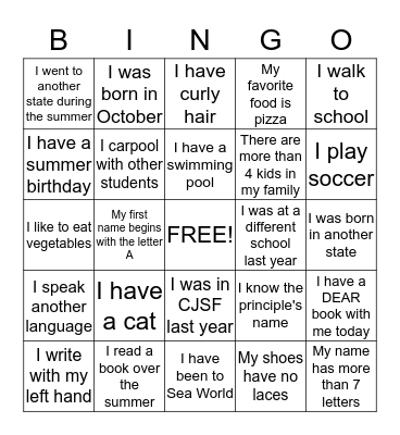 People Bingo Card