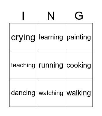 ING Bingo Card