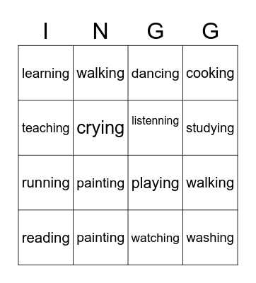 ING Bingo Card