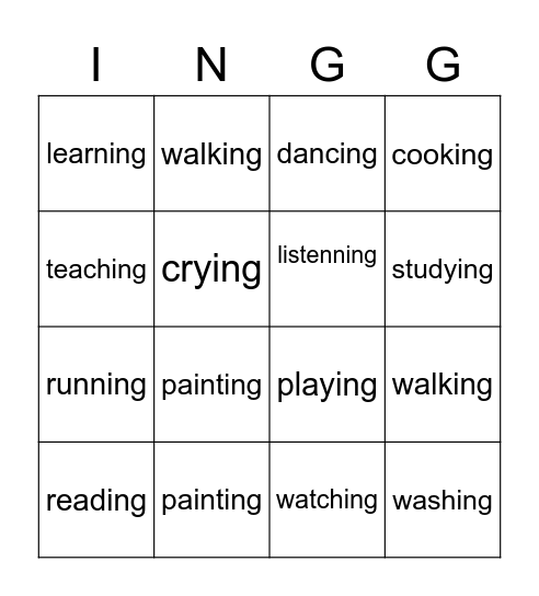 ING Bingo Card