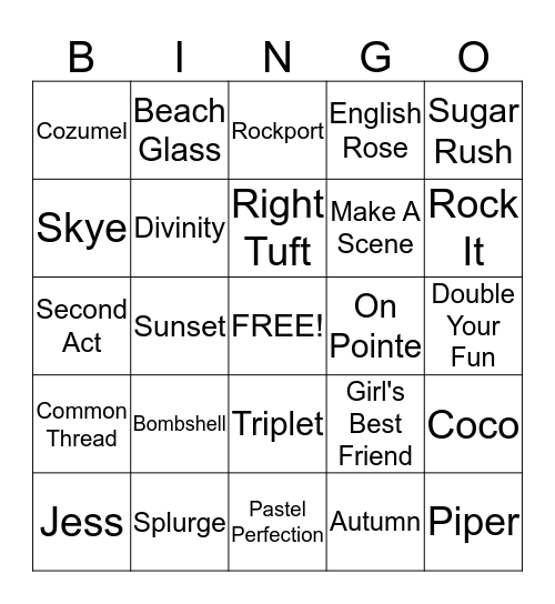 Blingo Bingo Card