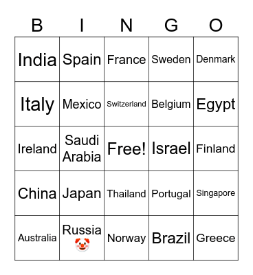 Flag bingo Card