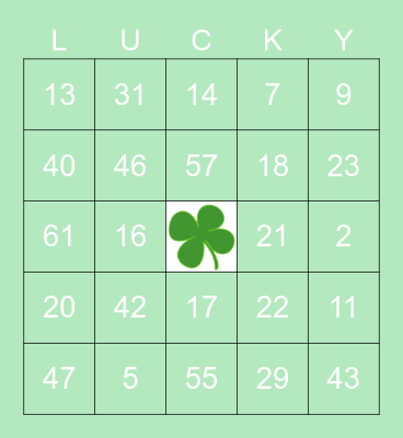 St.Patty's Day Bingo Card