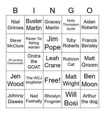 Peak District Wads and Celebs Bingo Card