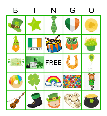 St. Patrick's Day Bingo Card