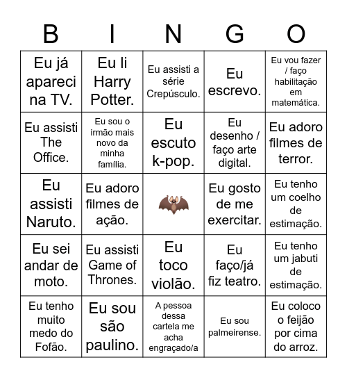 BINGADA DA LIC Bingo Card