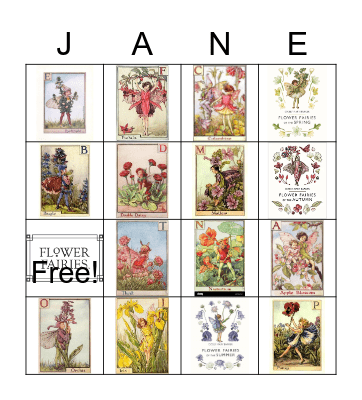 J.A.N.E Fairy Bingo Card