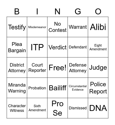 Competency I Bingo Card