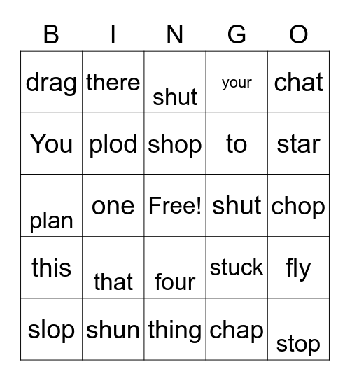 Spelling Bingo Card