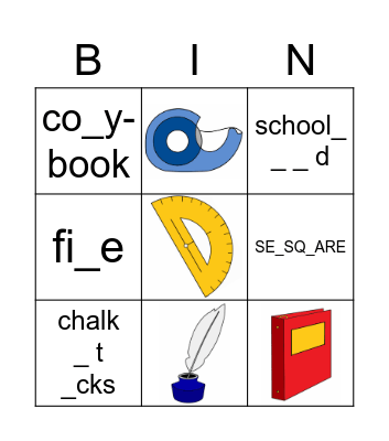 SCHOOL Bingo Card