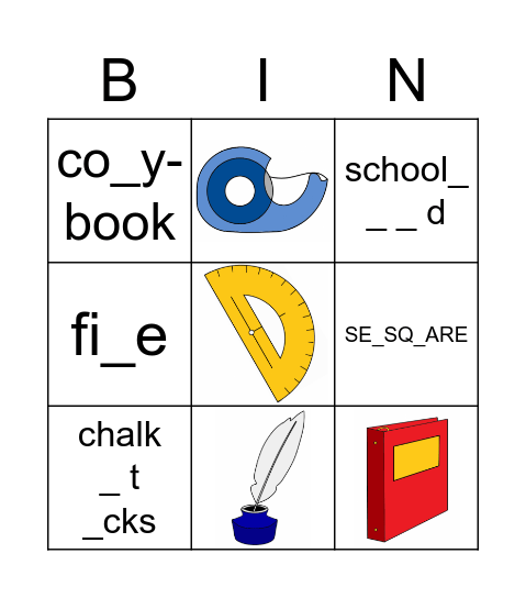 SCHOOL Bingo Card