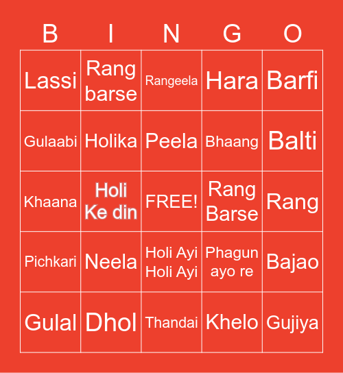 HOLI AT ZILLSKILL Bingo Card