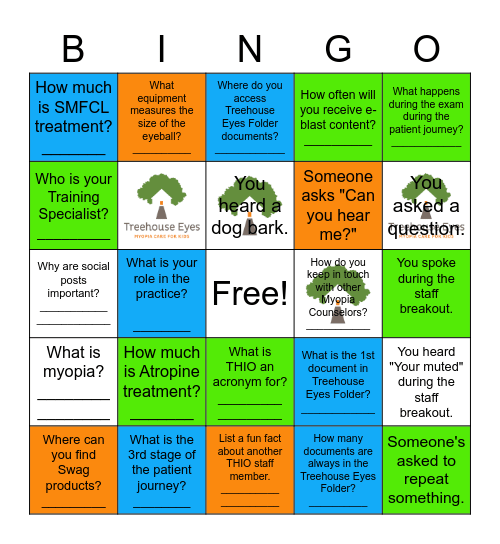Treehouse Eyes Bingo Card