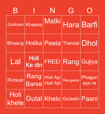 HOLI AT ZILLSKILL Bingo Card