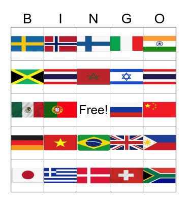 Flags of the World Bingo Card
