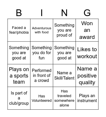 Get to Know Each Other Bingo Card