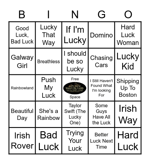 K Pub "Luck" of the Irish Bingo Card