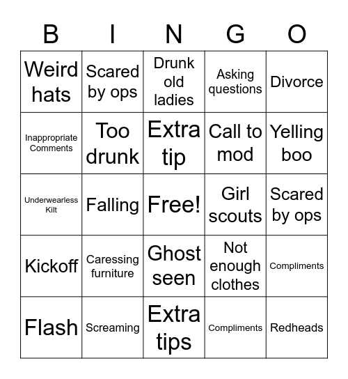 Ghost st. Patricks Bingo Card