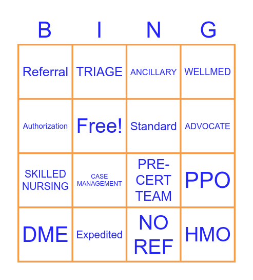 Referral and Authorization Bingo Card