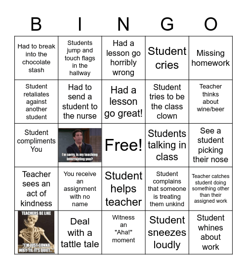 Teacher Spring Break Bingo Card