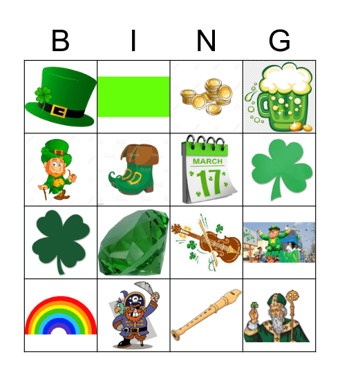 Saint Patrick's day Bingo Card