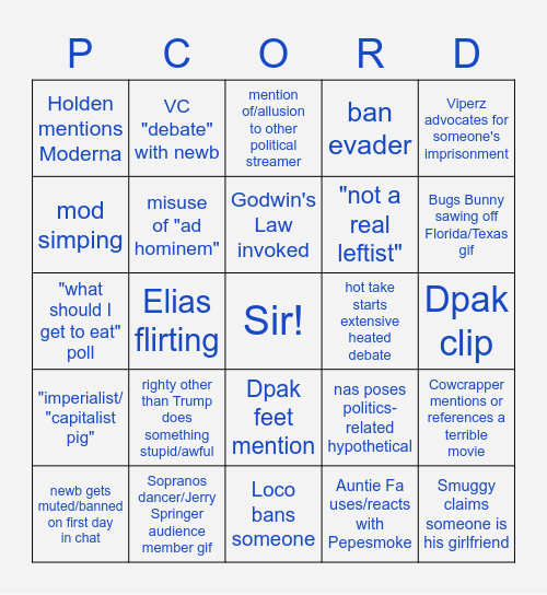 DPak Discord General Daily Bingo Card