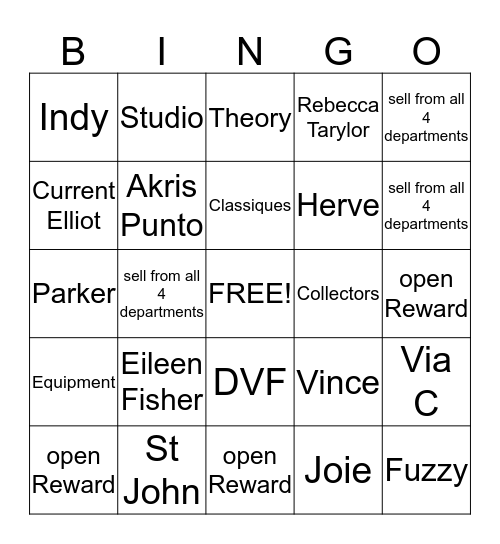 Across the Departments Bingo Card