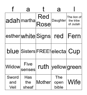 Order of Eastern Stars Signet Bingo Card