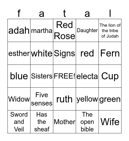 Order of Eastern Stars Signet Bingo Card