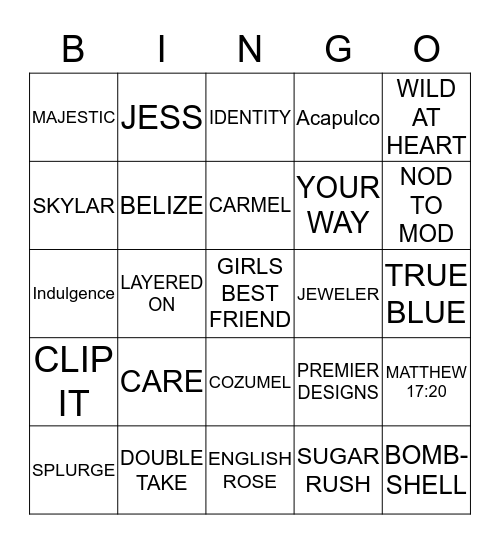 BLINGO Bingo Card